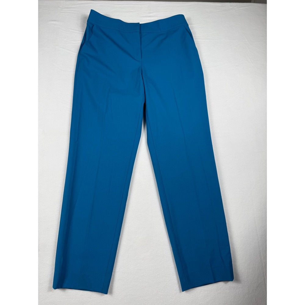 St. John Straight Leg Trousers Size 6 Blue Minimalist Quiet Luxury Professional